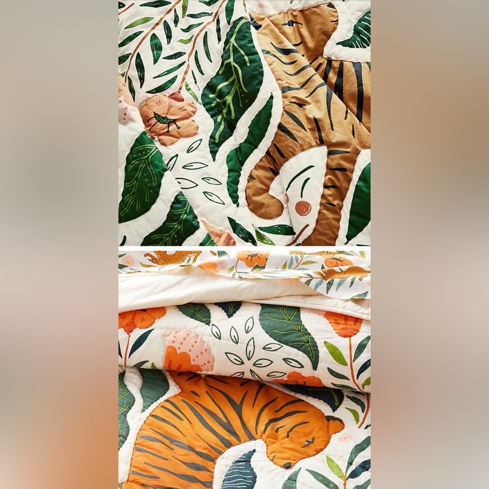 Crate & Barrel- Marrakech Tiger 100% Organic Cotton Kids Full/Queen Quilt - Picture 8 of 8